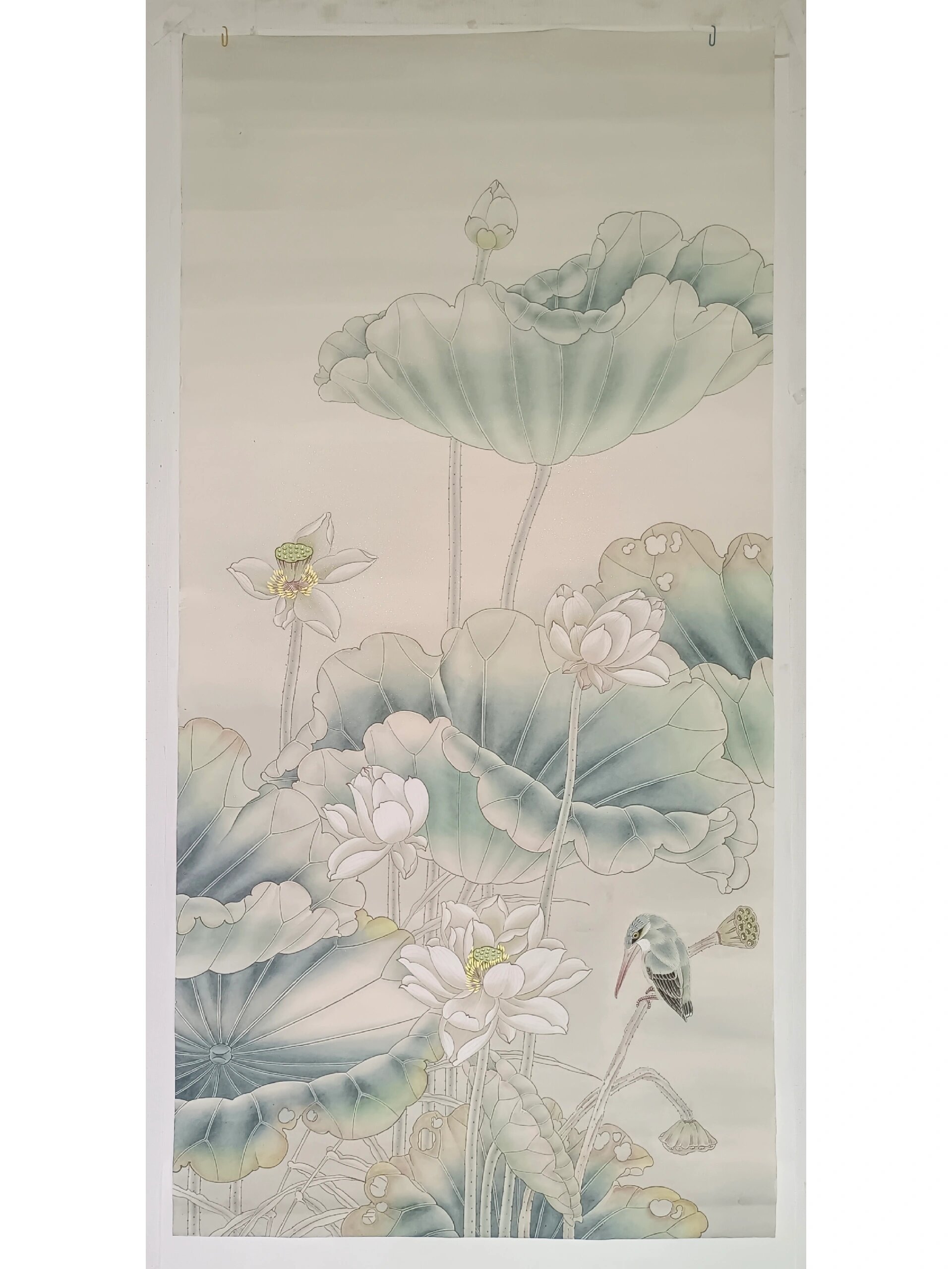 四尺整工笔荷花