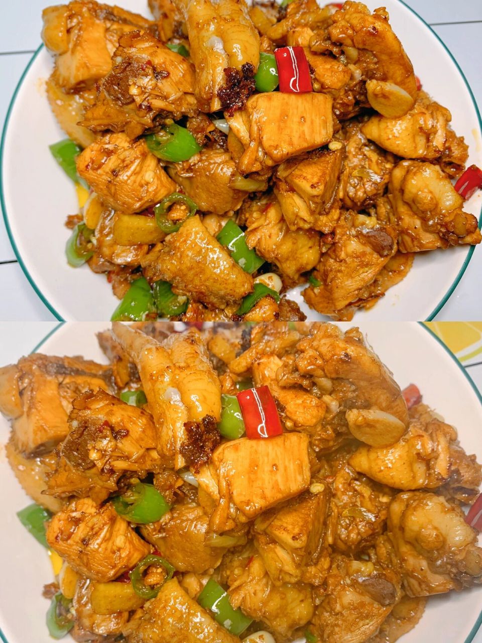 90今日低脂下酒菜之辣炒三黄鸡   超市打折买的一整只三黄鸡,按照