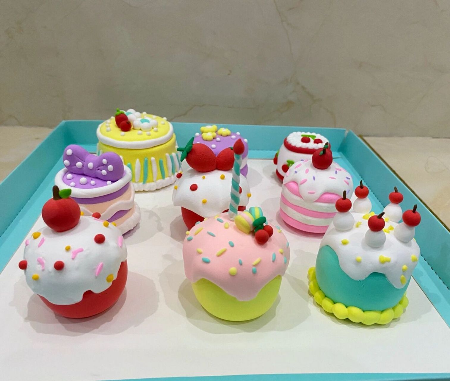 超轻黏土作品～小蛋糕90轻黏土小蛋糕90 中秋在家做了一天黏土