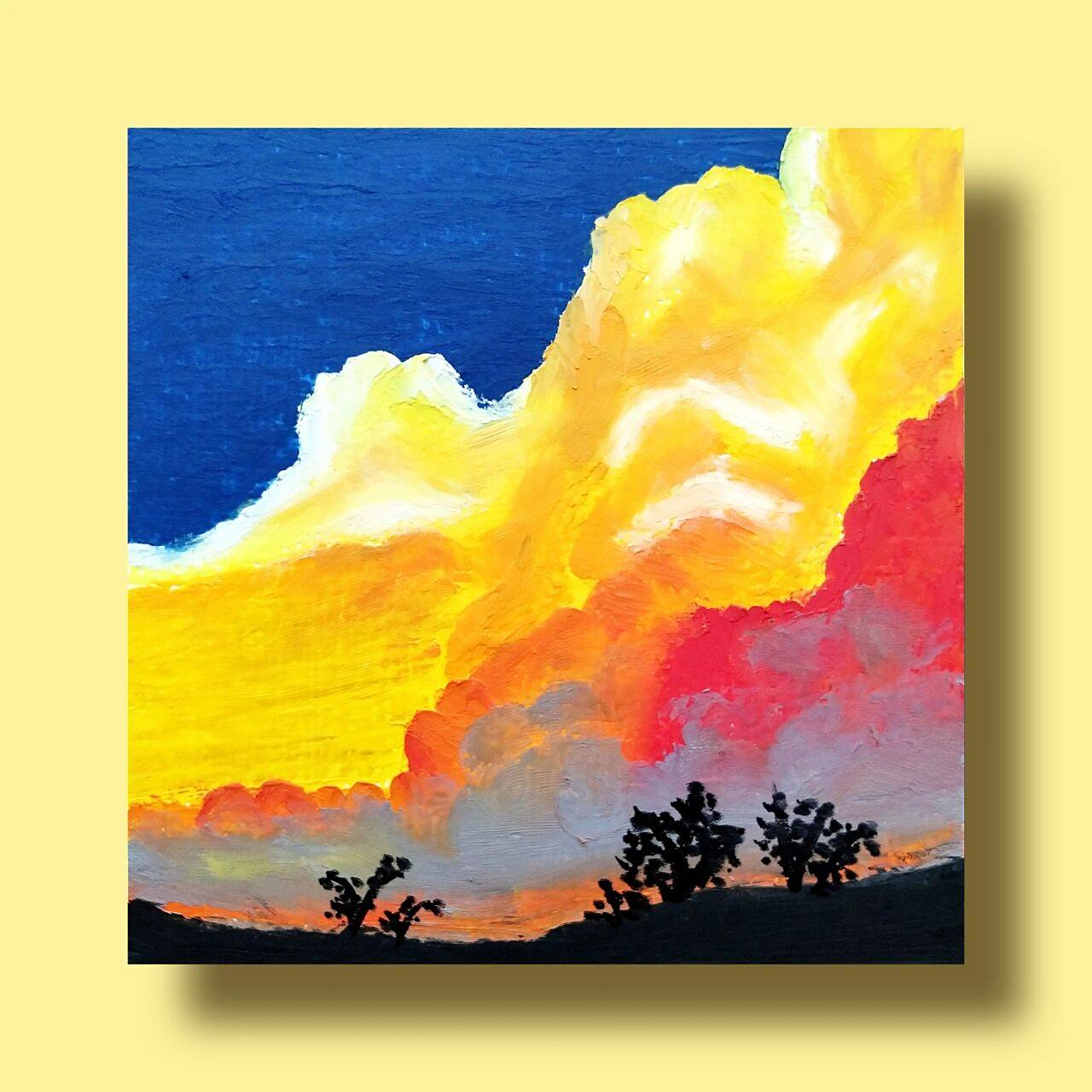 油画棒·画一个暑假|火烧云|附教程 功夫不到家还是乖乖跟练 然而功夫