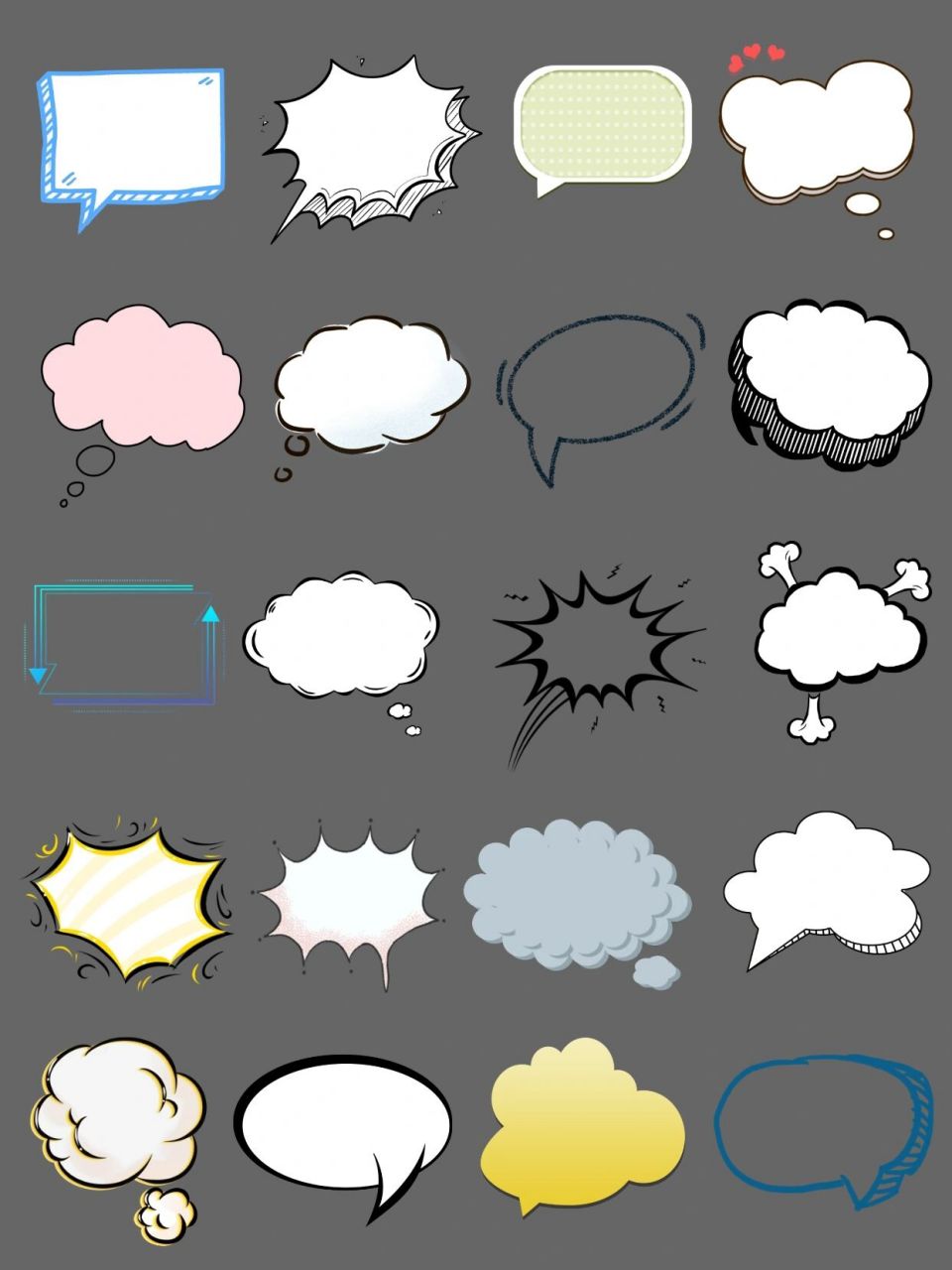 97素材库|卡通漫画边框免抠素材分享 82对话框是动漫中不可缺少的