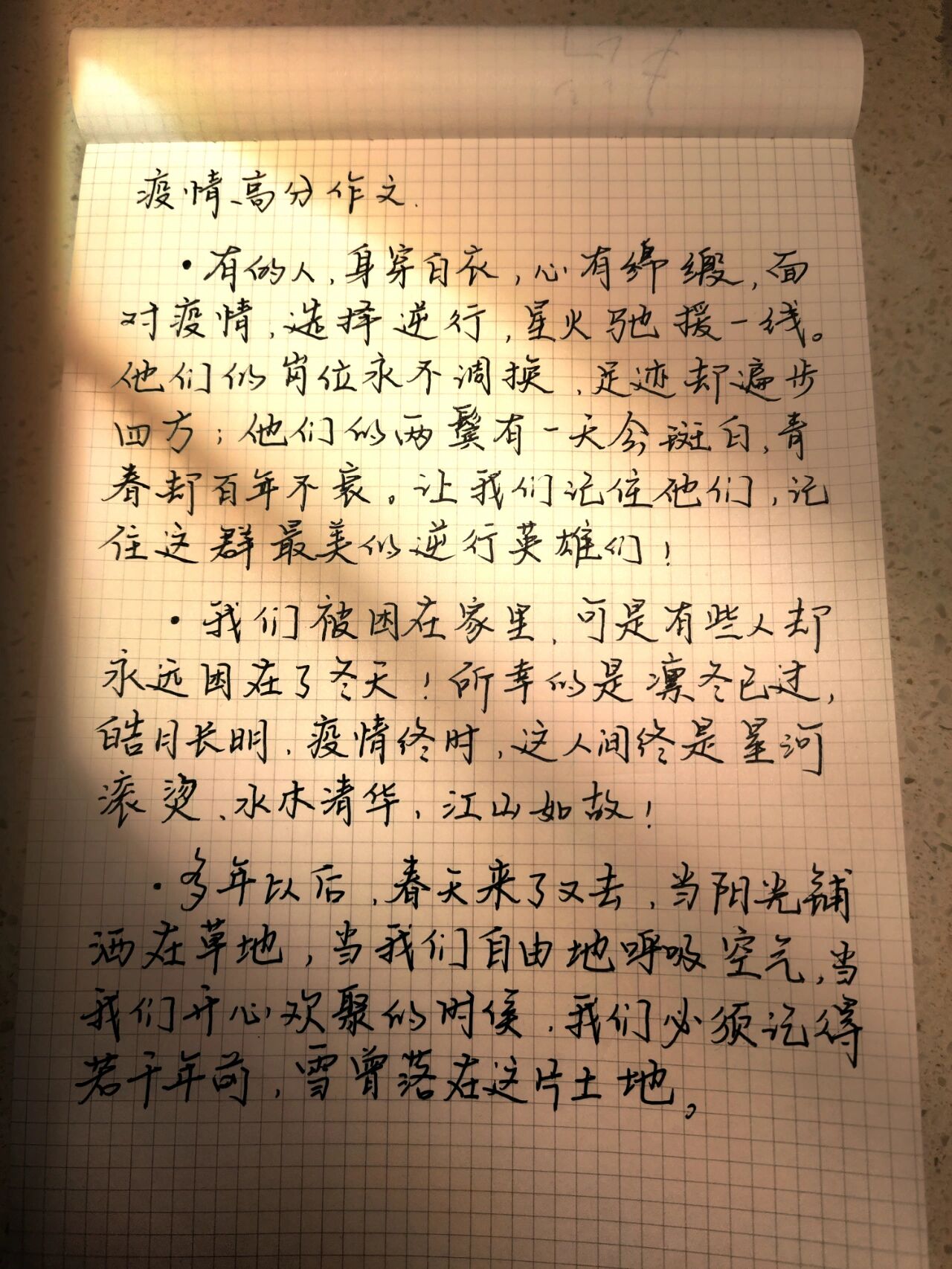 疫情手写作文600字图片图片