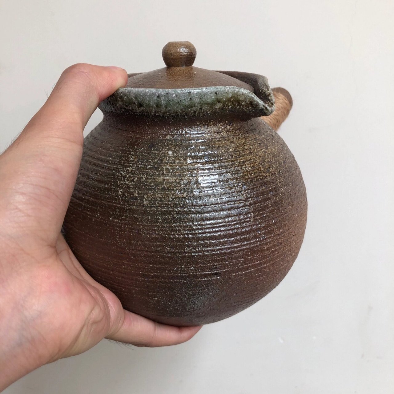 土陶粗陶侧把烤茶罐煮茶壶围炉煮茶器 龙窑柴烧精品,无釉素烧,烧制