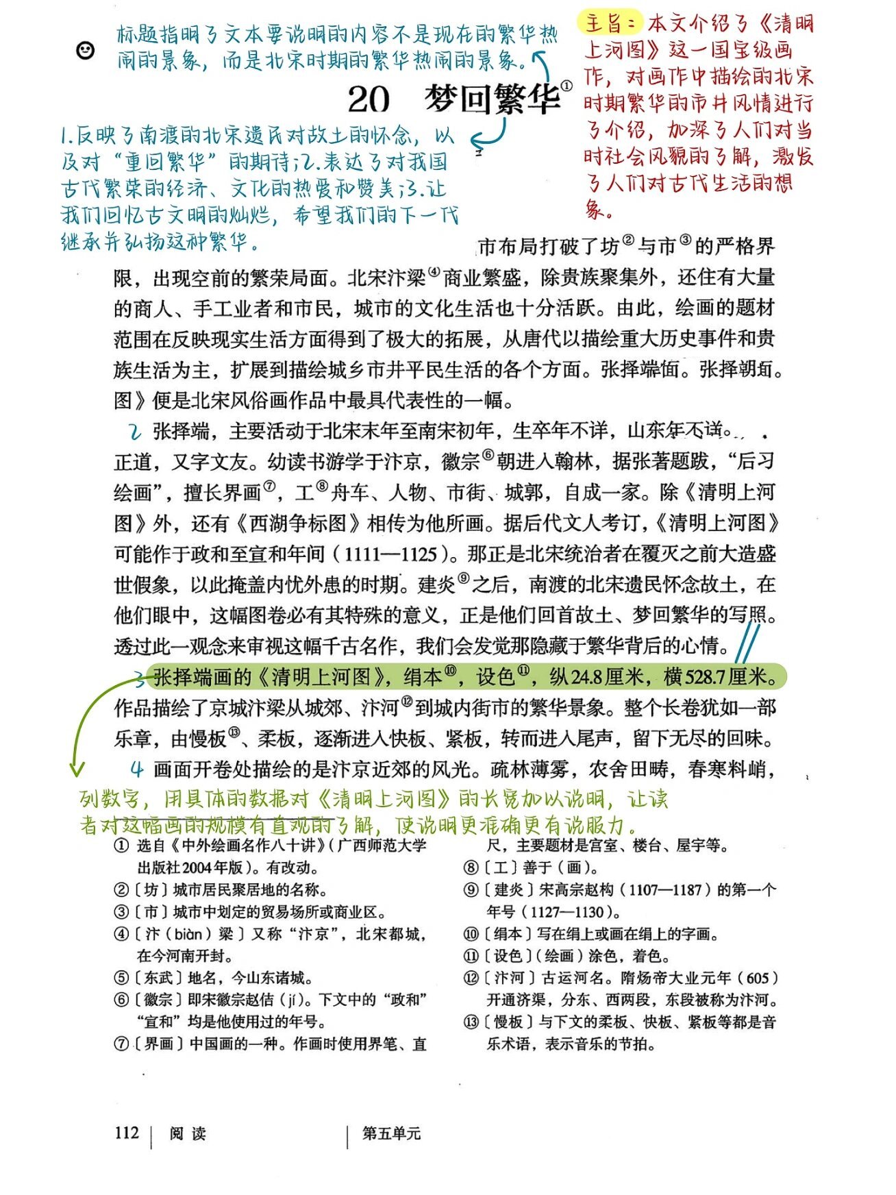 八上语文笔记——第二十课《梦回繁华》