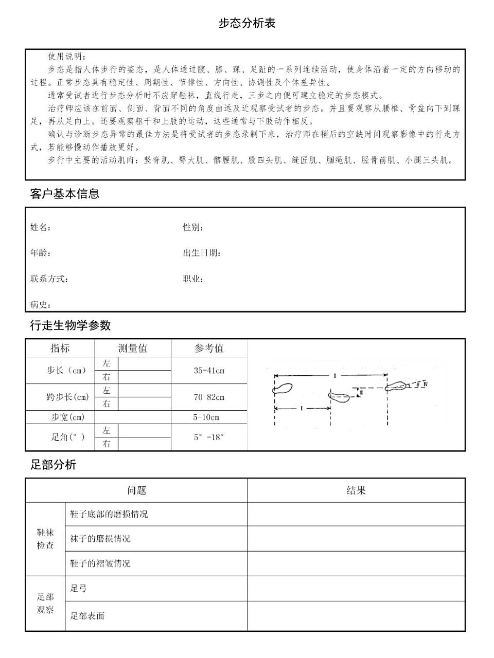瑜伽 体态评估表