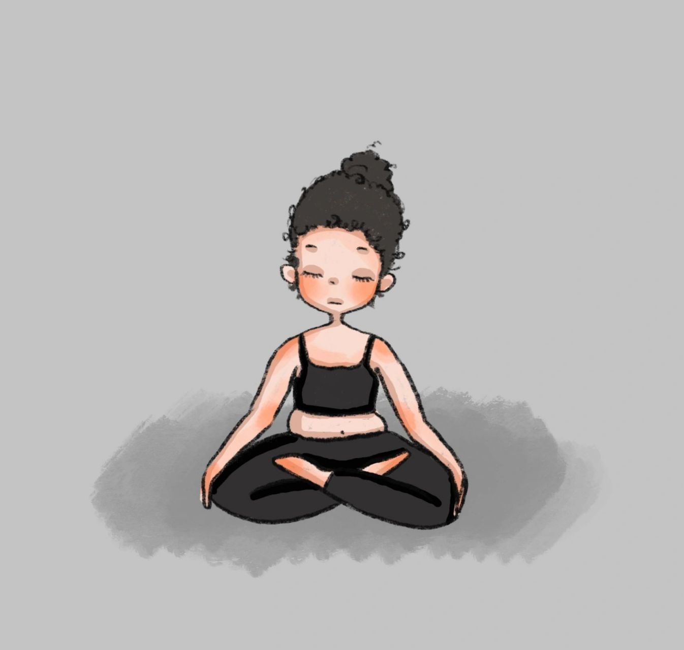 手绘卡通-可爱/瑜伽/打坐 我需要安静