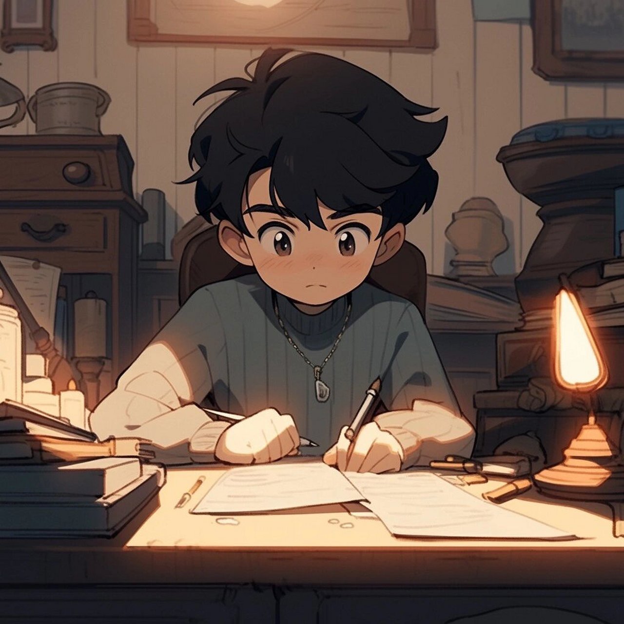 学霸头像/你认真学习的样子最好看! 像不你家娃放学回来做作业的样子!