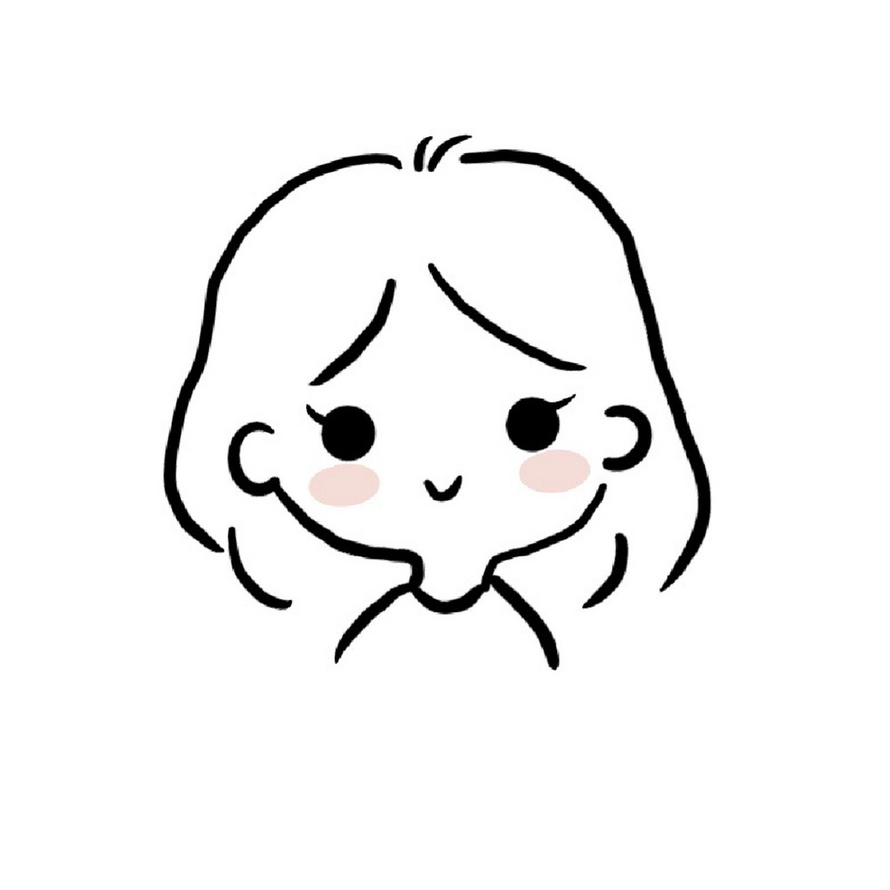 手残党学简笔画附教程7315简单小女孩头像 今天要上班比较忙,那就