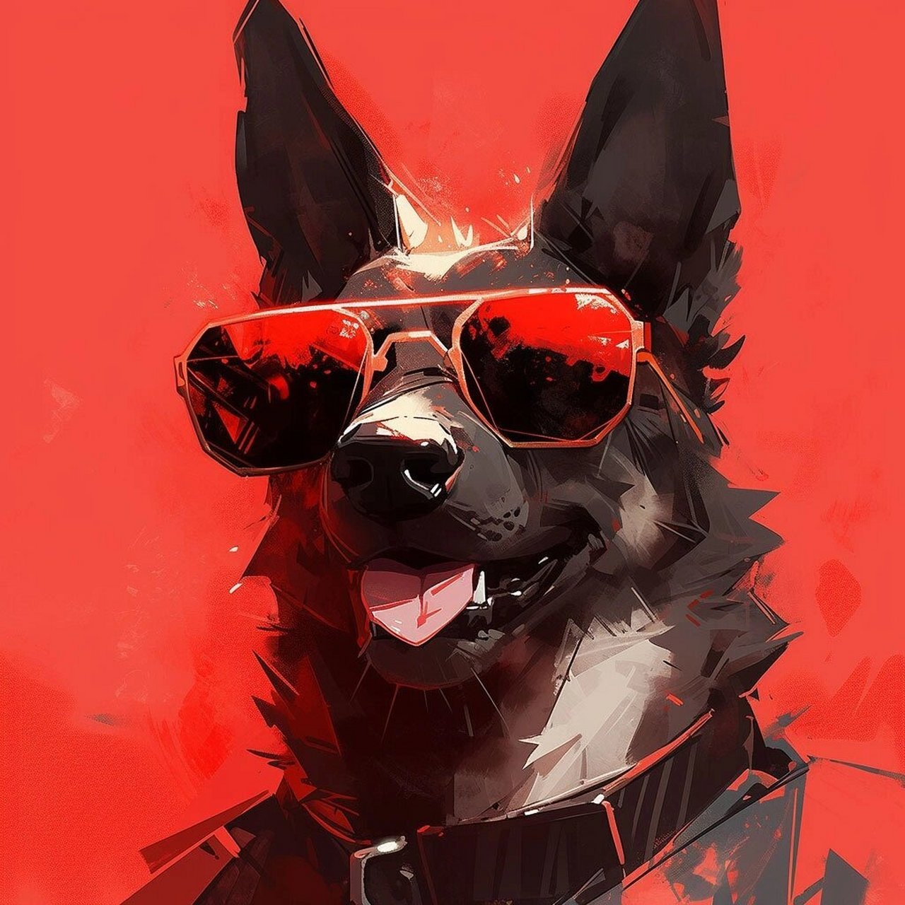 炙热浪漫:帅气墨镜德牧头像 简直太帅啦!