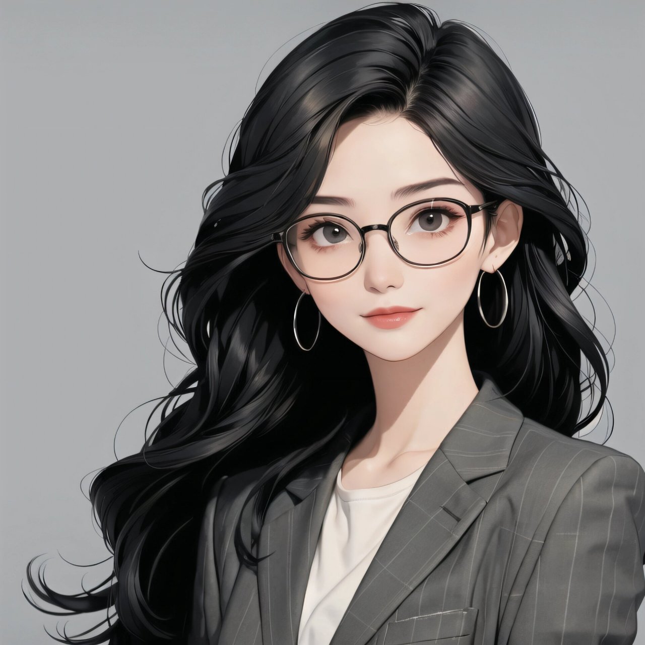 7815职场精英女神头像之灰色西装