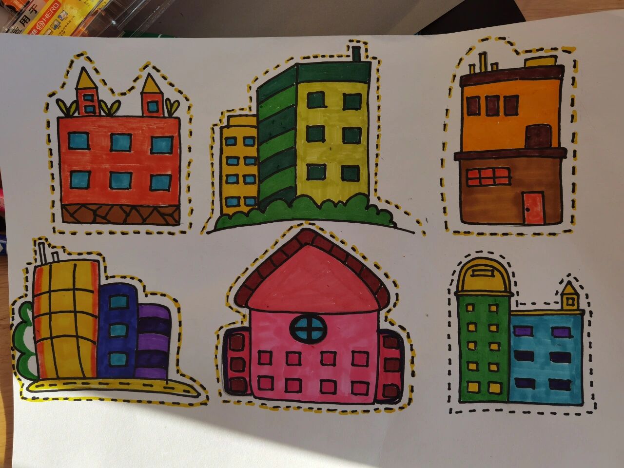 小楼房简笔画 幼儿园环创素材,可爱的小楼房简笔画