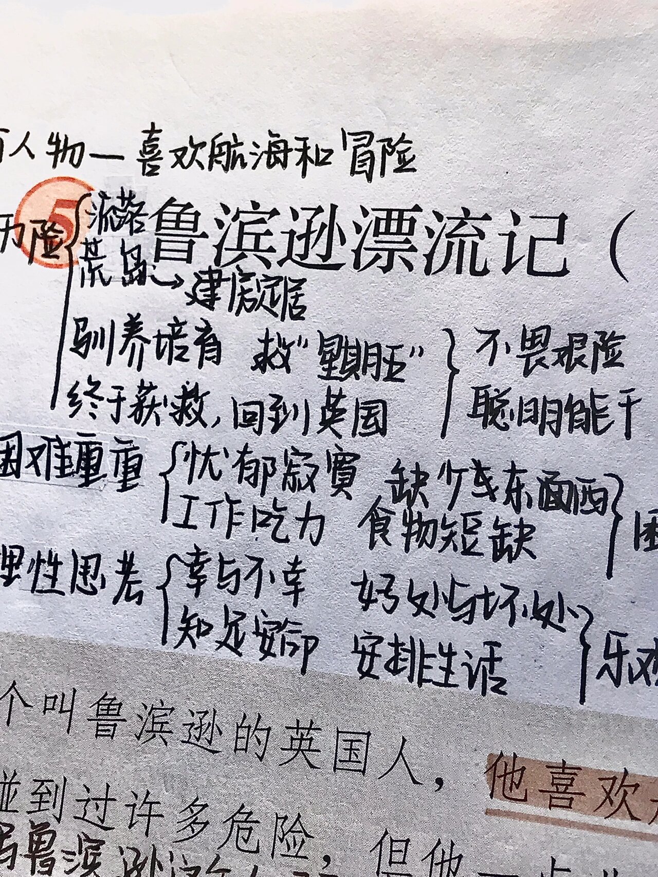 六下语文‖鲁滨逊漂流记书本笔记