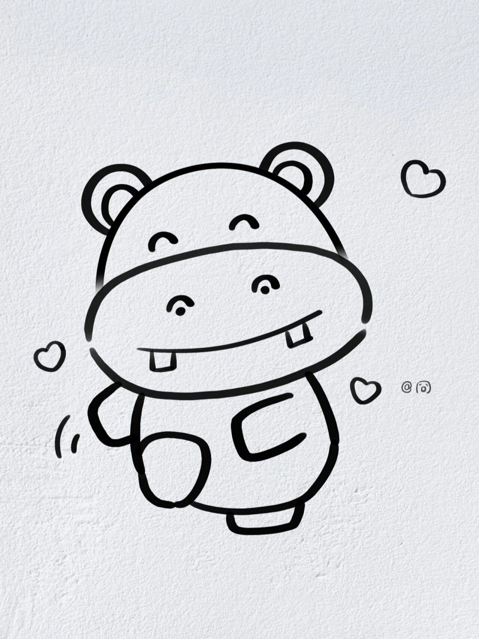 动物简笔画之可爱的小河马(内附过程图)