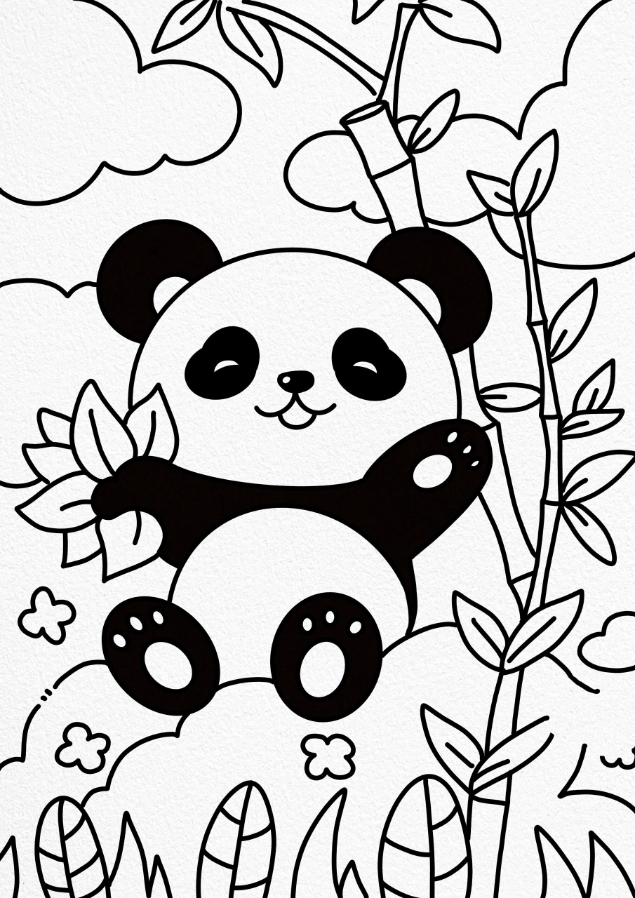 爱吃竹子的小熊猫 非常简洁的儿童画 适合小朋友临摹学习 临摹请标