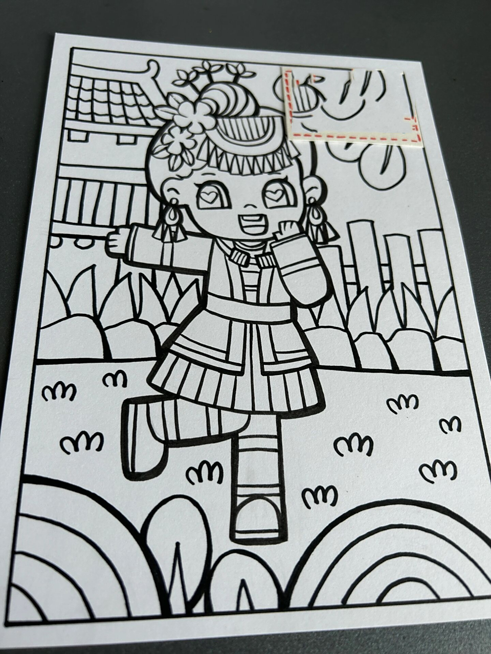 三月三人物儿童画 今天画的是侗族小姑娘