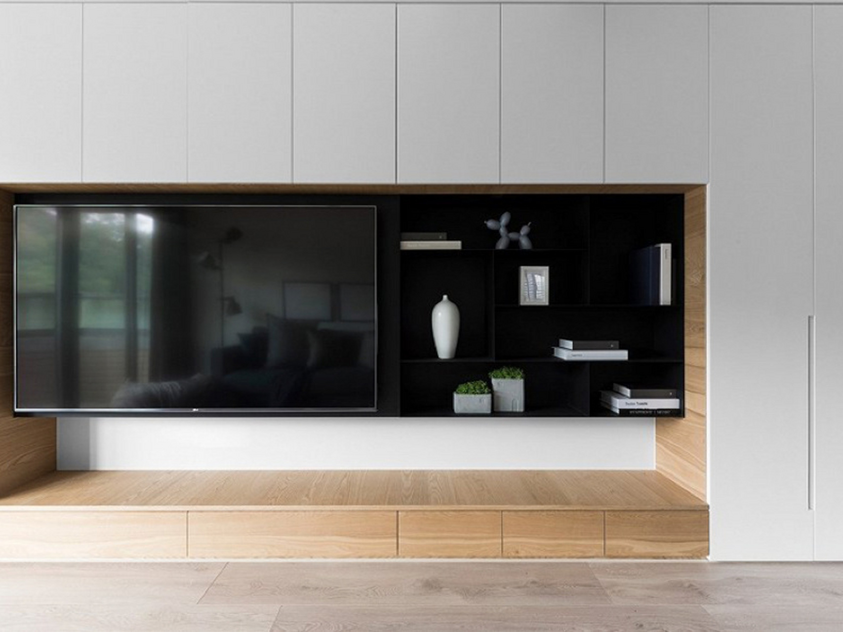 一整面墙电视柜设计,收纳空间大几倍 !