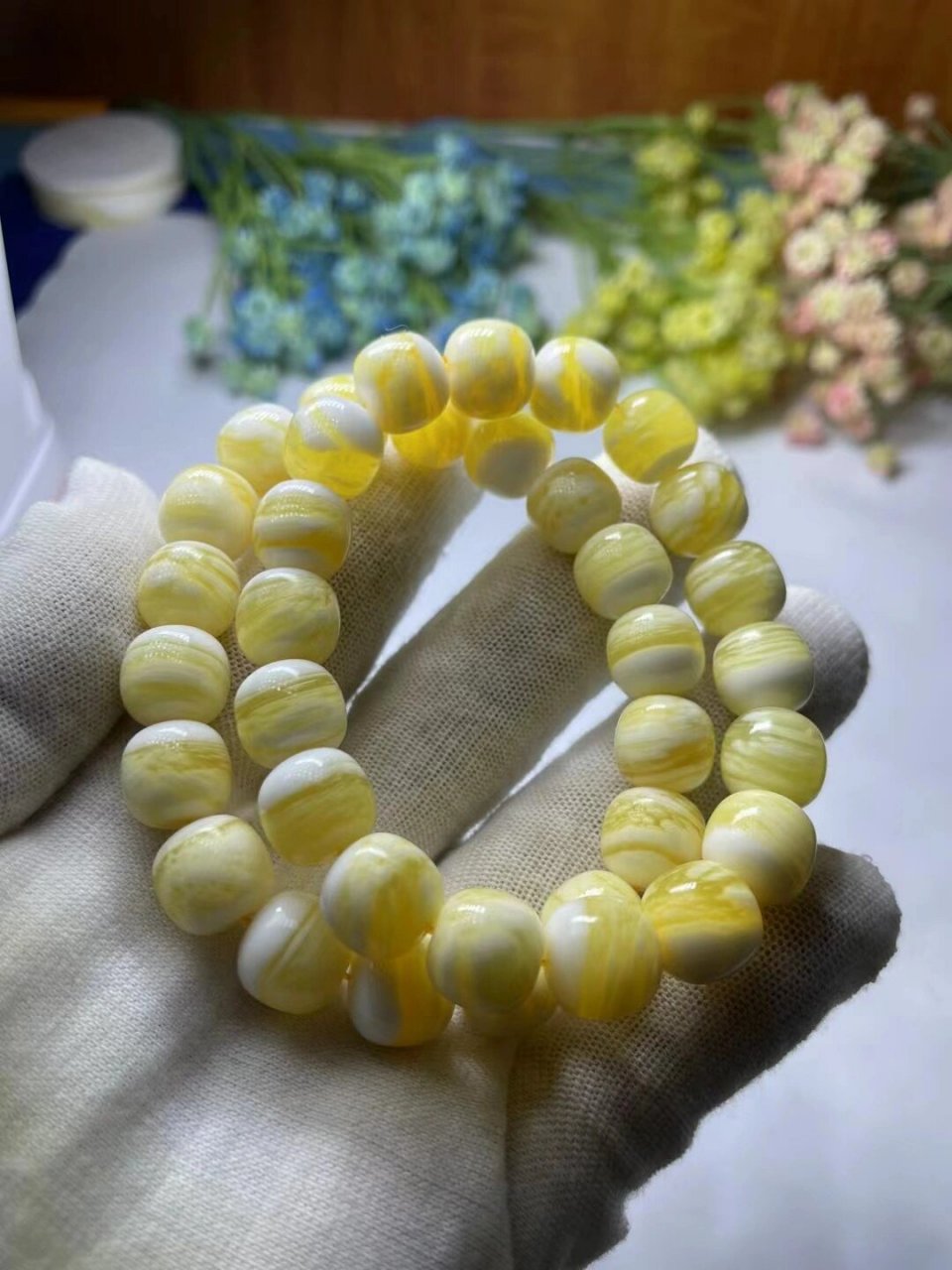 玉化贝壳车车手串手链 蜜蜡款手串,精挑的品质 比真正的蜜蜡有质感,有