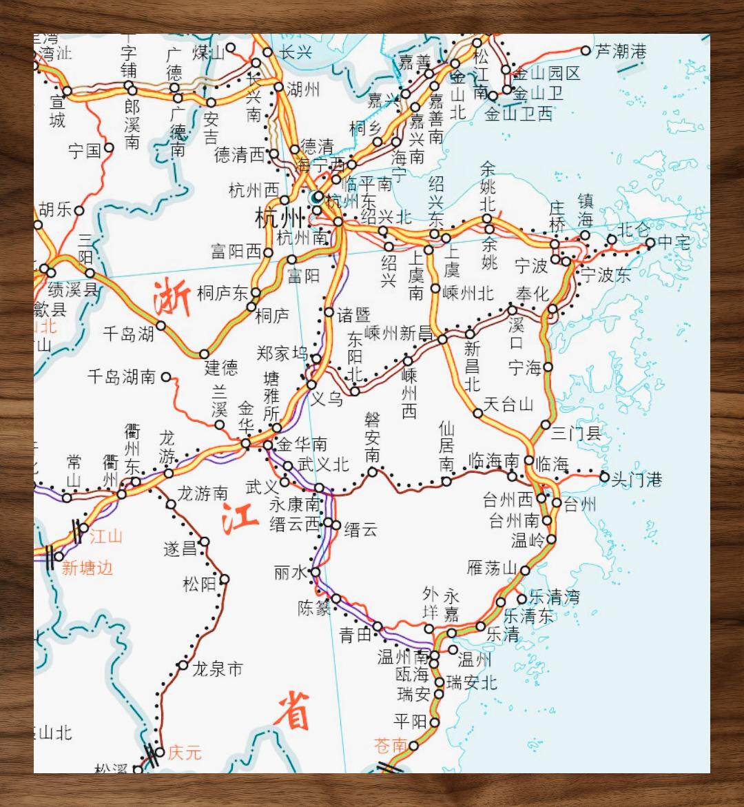 浙江2024年1月铁路运营线路图