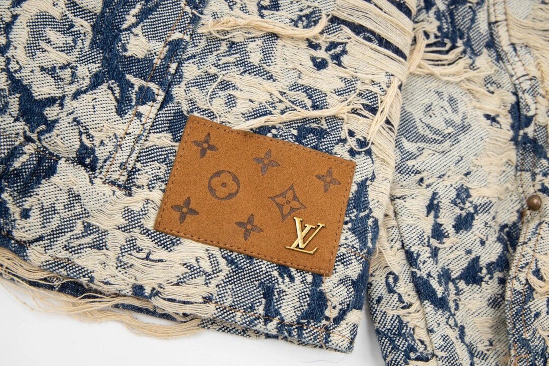 lv老花花卉爆款牛仔夹克外套 louis vuitton路易威登lv破坏花卉玫瑰