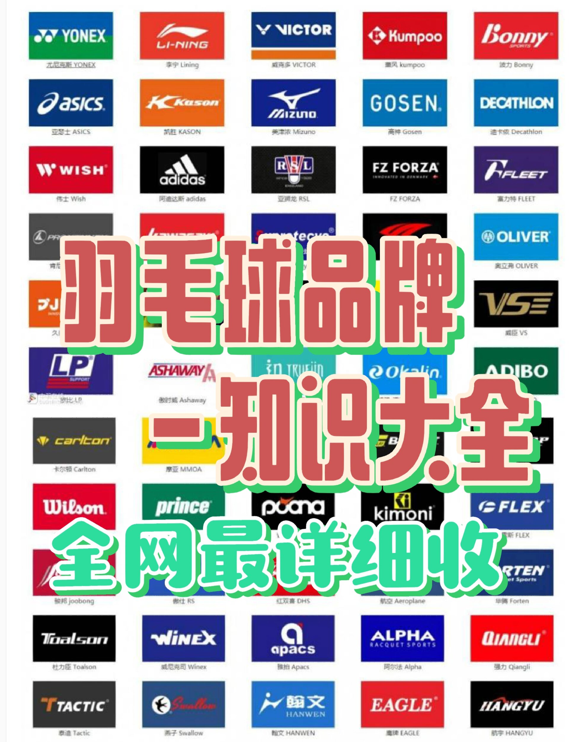 羽毛球品牌大全|26个字母各代表的品牌!