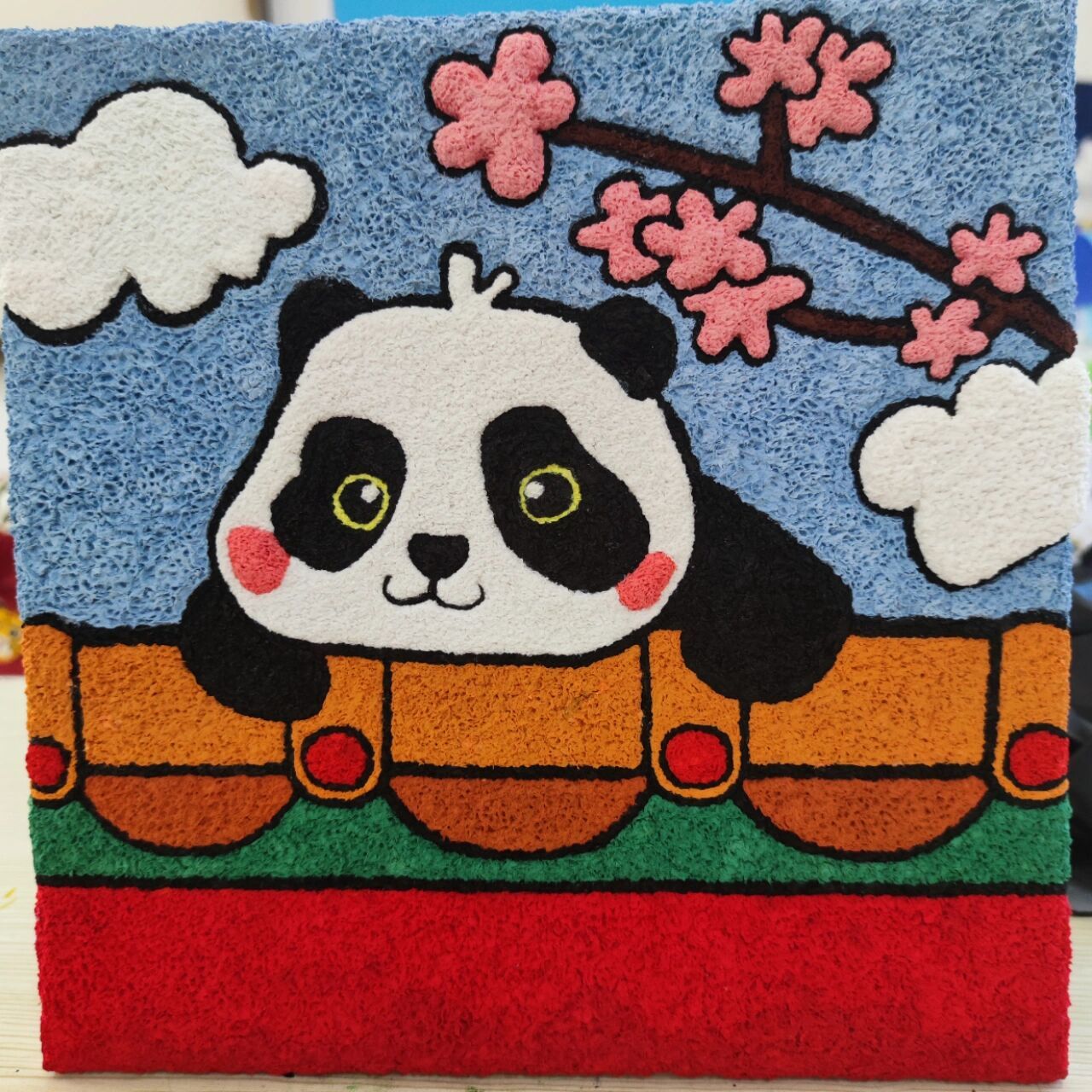 《故宫里的爬墙熊猫》 纸浆画做出来真的很漂亮,很有质感!