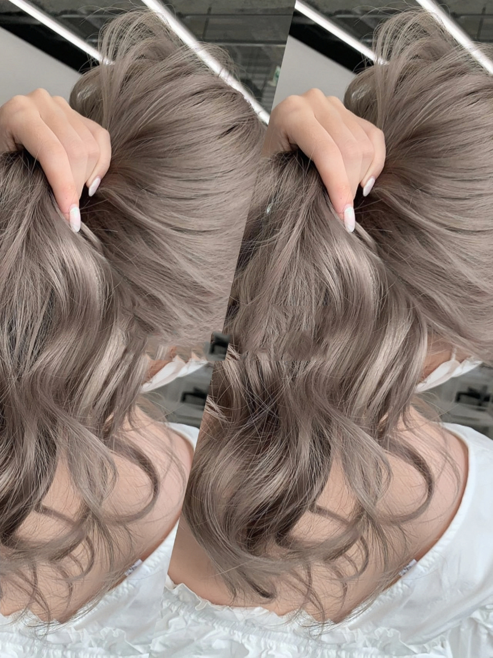 适合夏季的梦幻高级显白发色来啦 奶茶灰棕:底色八度 配方:8-11 7-77