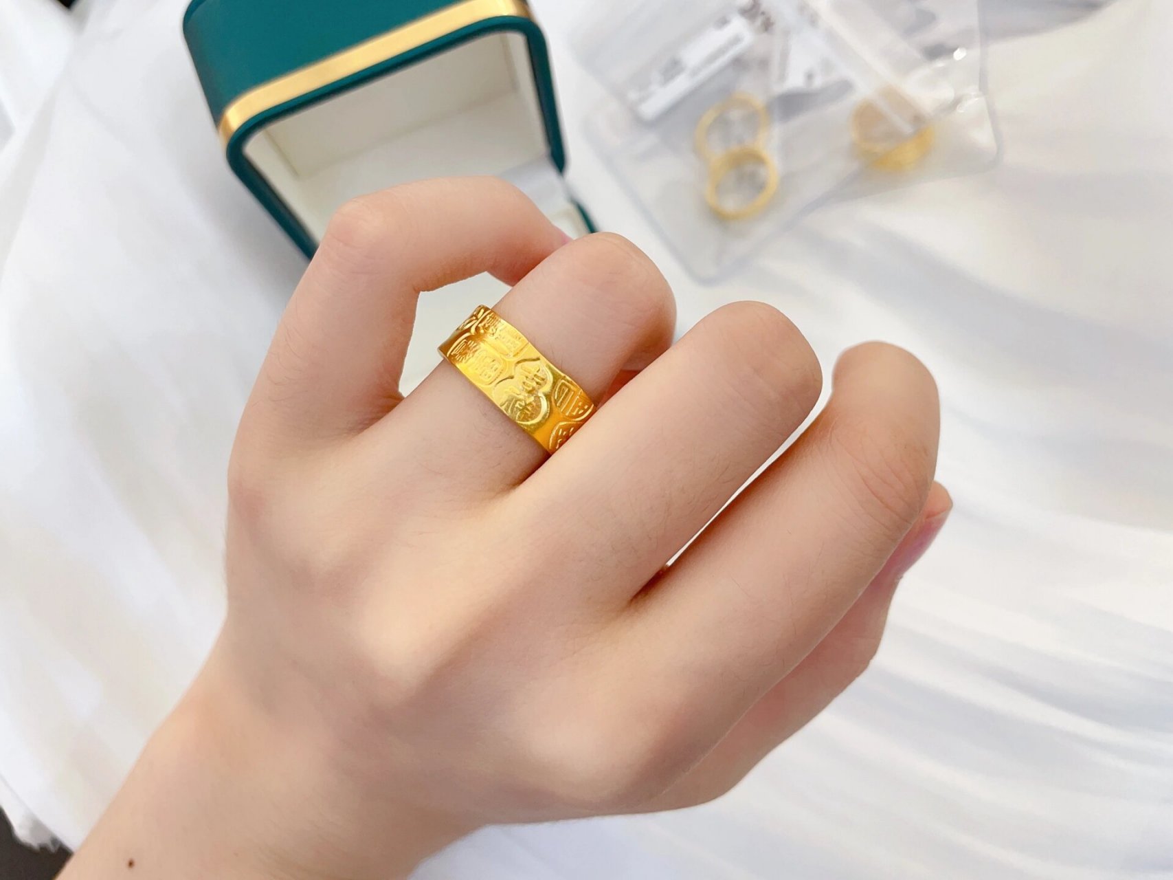 古法吉言金戒指 今日推荐古法新品7315 吉言金戒指95,活口可