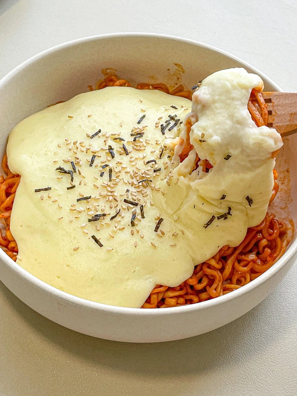 超长拉丝99芝士土豆泥瀑布火鸡面 90火鸡面这么吃,打开新世界!