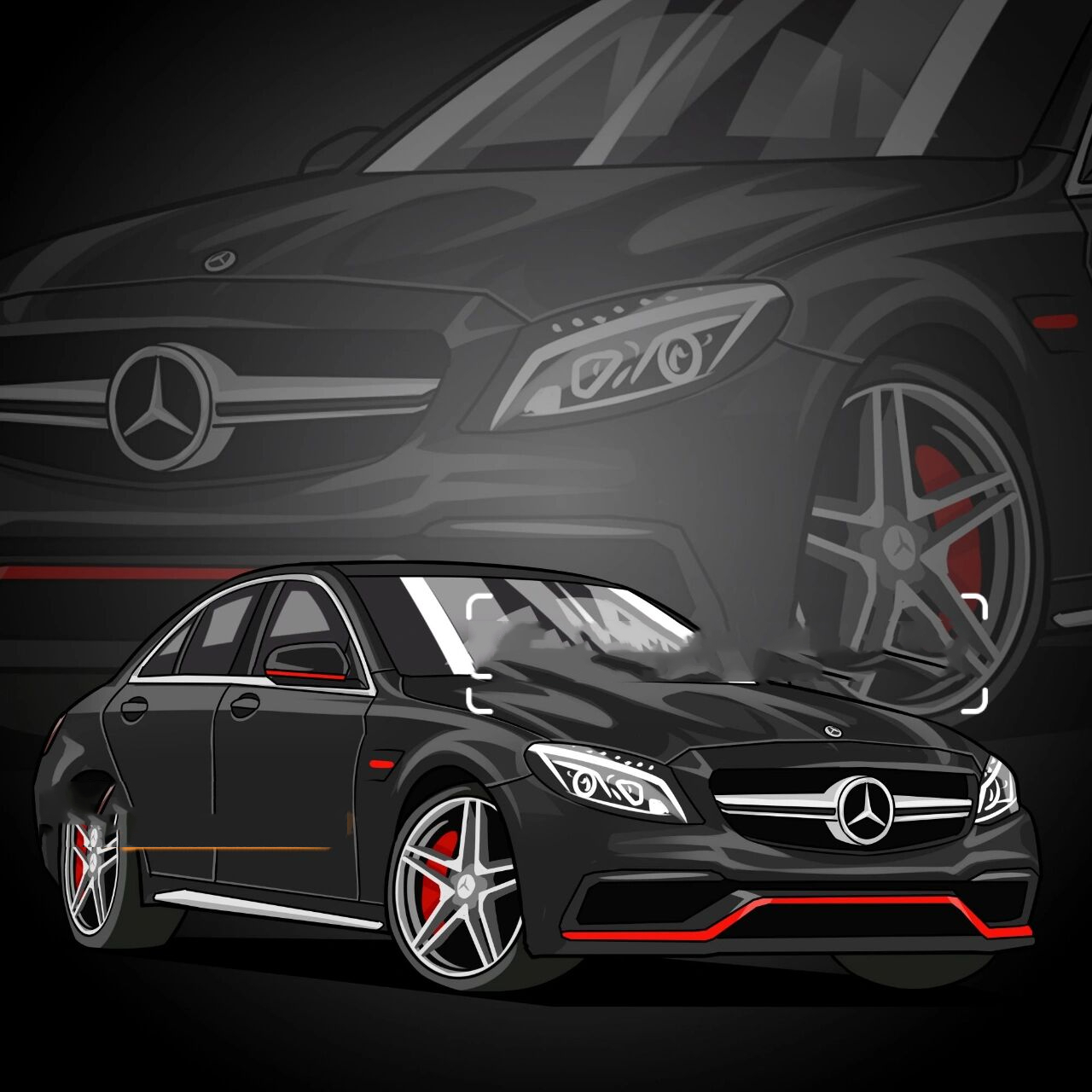 q版汽车手绘漫画|奔驰爱好者这里集合啦 你发照片我来画 专属汽车漫画