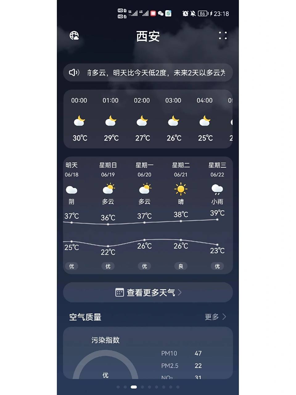 西安未来五天的天气预报