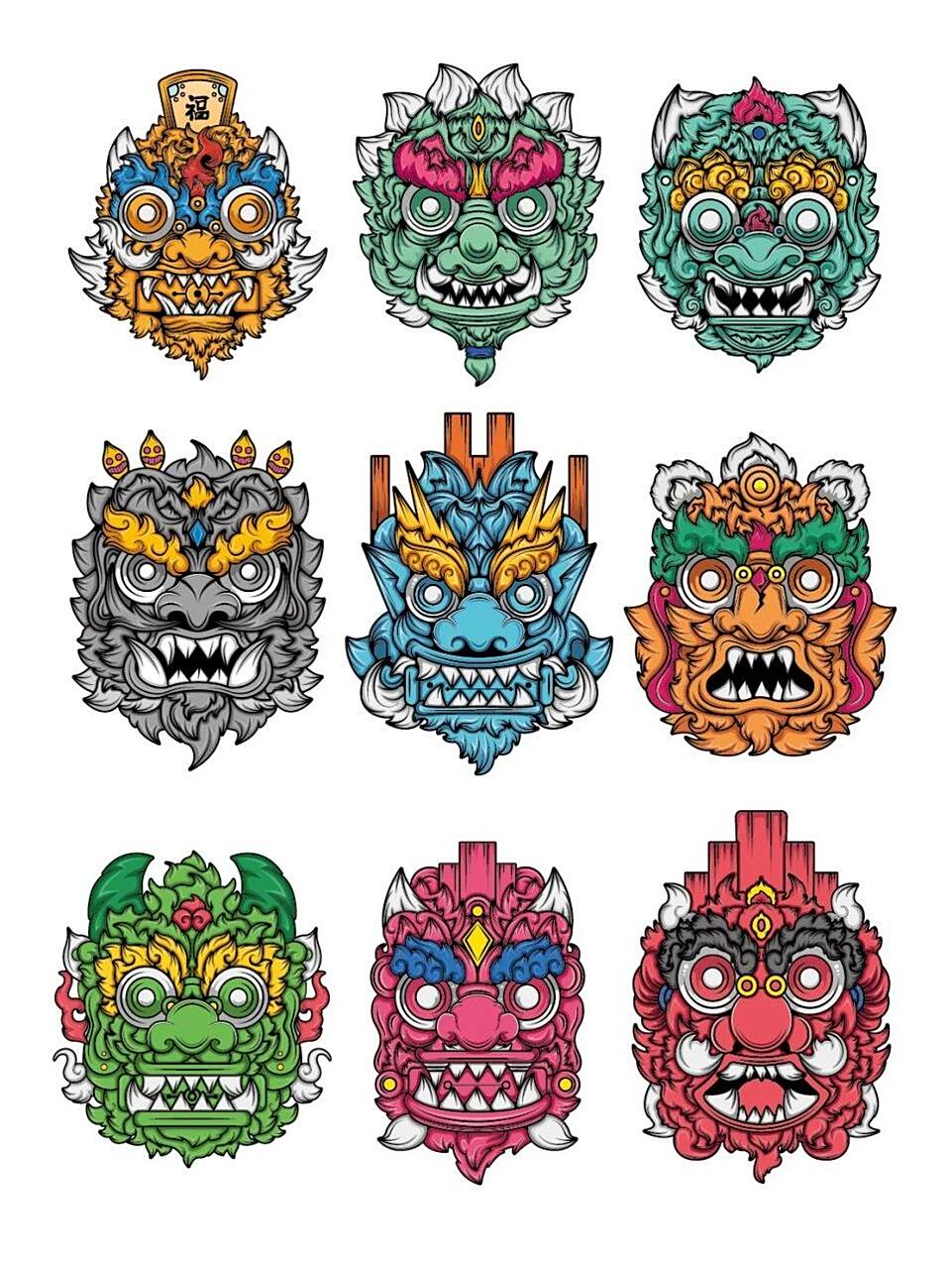 原创插画|傩面具 傩面具汇总