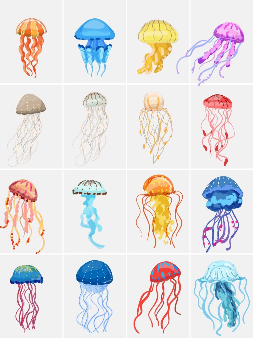 ✅卡通手绘水母～高清儿童创意画🎨🎨 卡通水母～ 插画设计