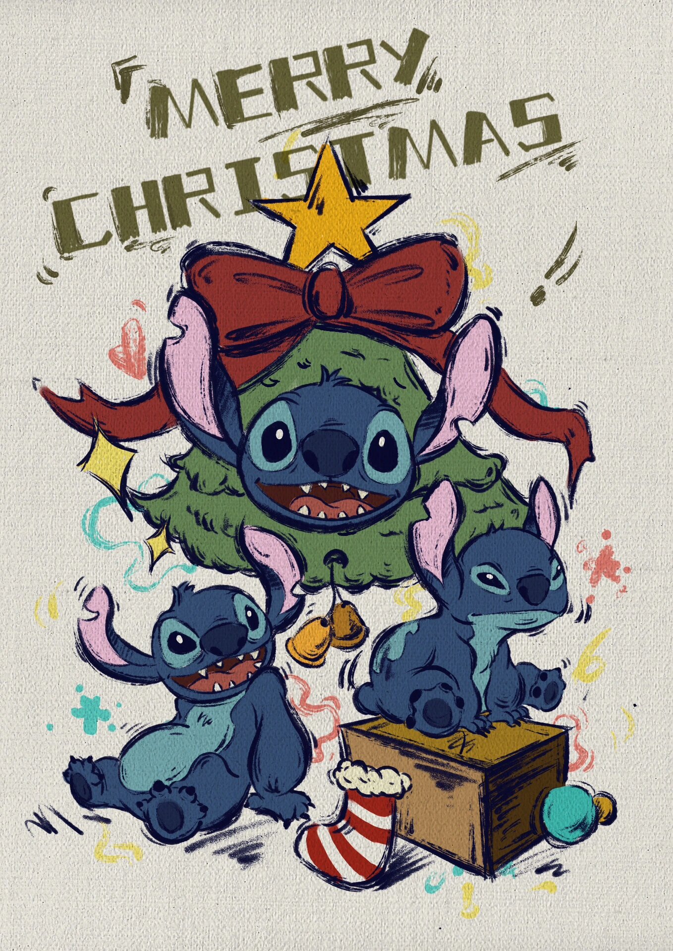 画个史迪仔圣诞树🎄//附步骤🌟