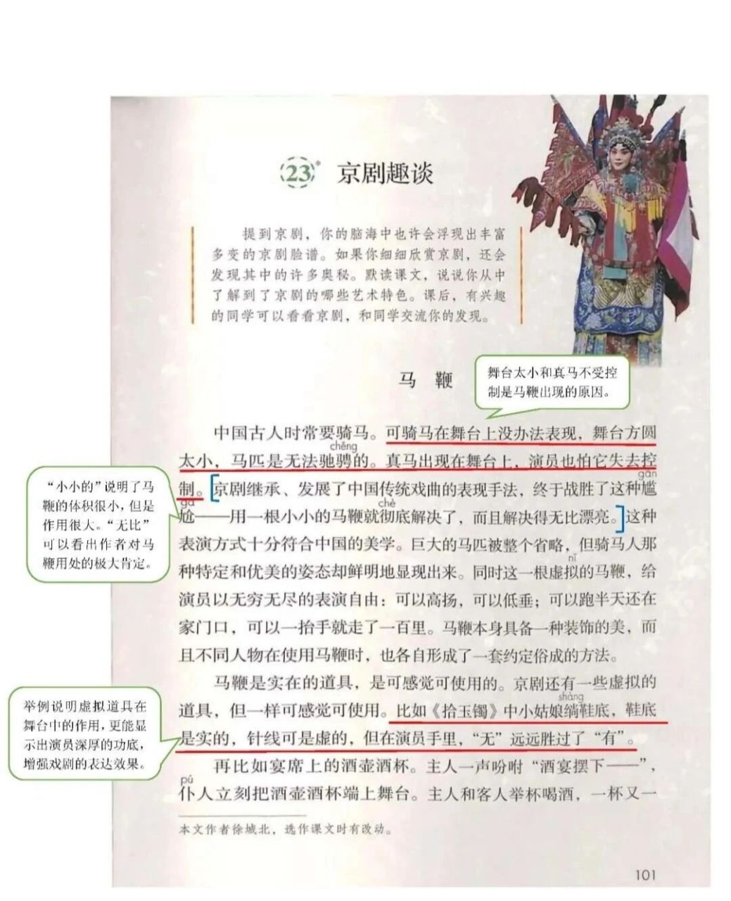 六上第23课《京剧趣谈》课堂笔记 #小学语文怎么学# #京剧# #语文笔记