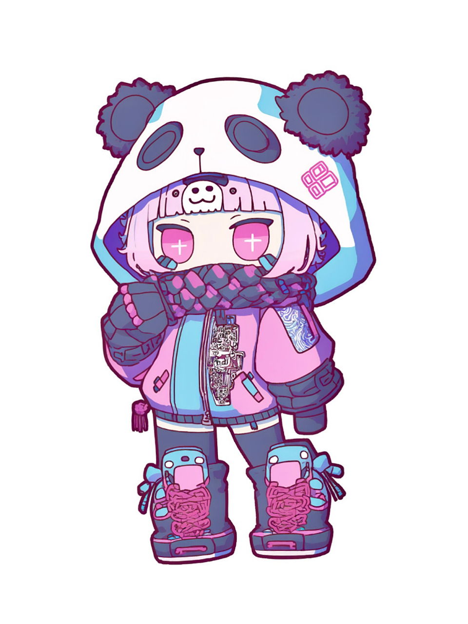 q版二次元熊猫少女        ai绘画有点东西