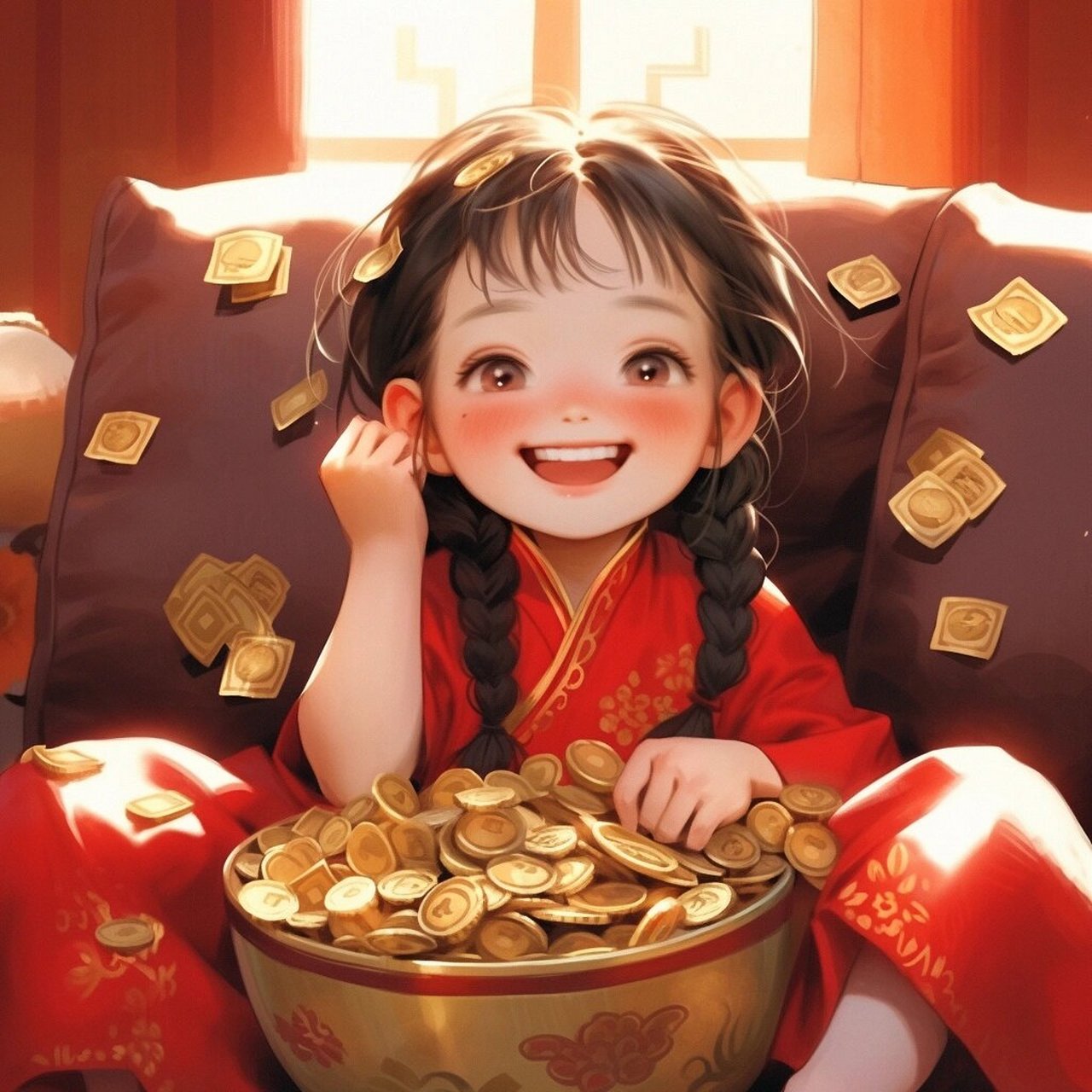 招财情侣头像/共同努力,认真搞钱90