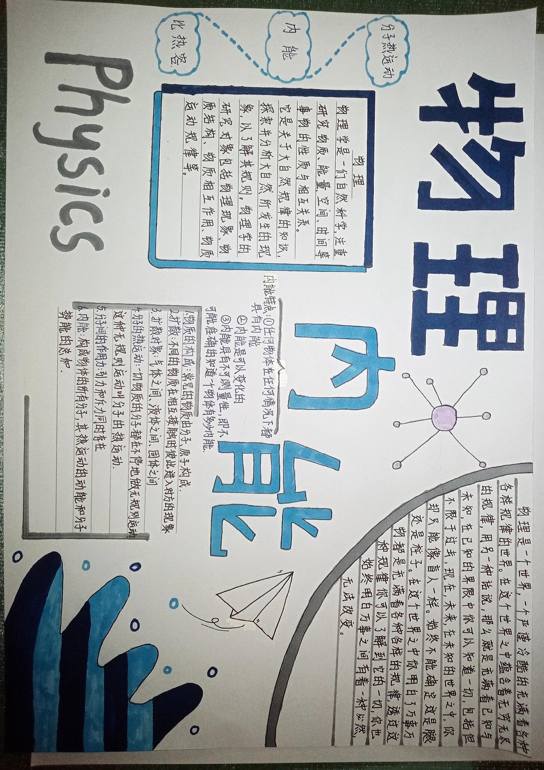 初中物理上册内能手抄报