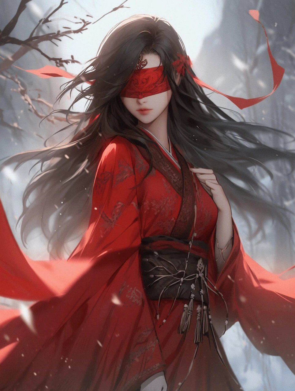 瑰姿艳逸的身影从竹林中袅袅而来一袭红衣尽显风华绝代