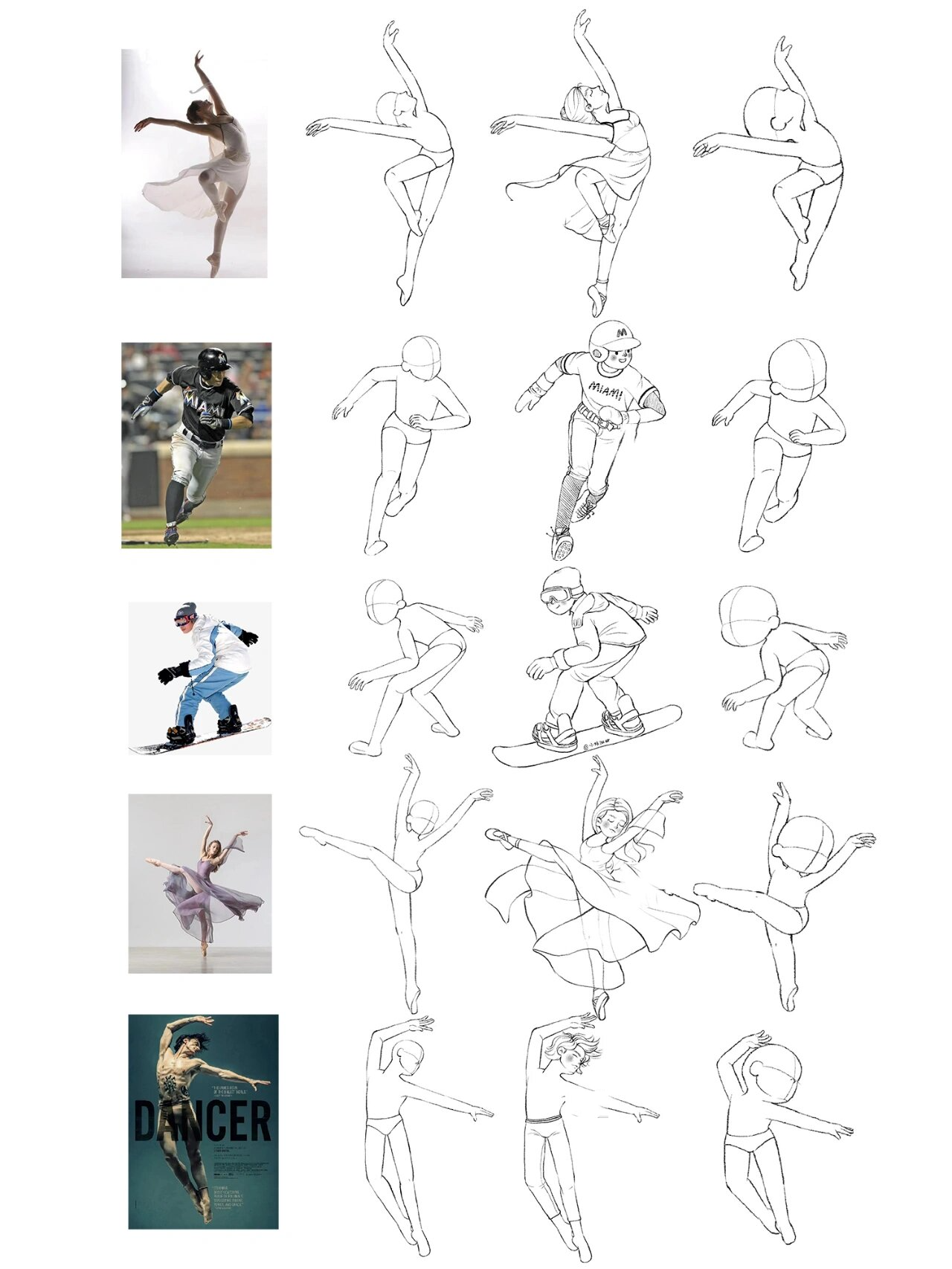 人物动态速写运动姿势5个合集