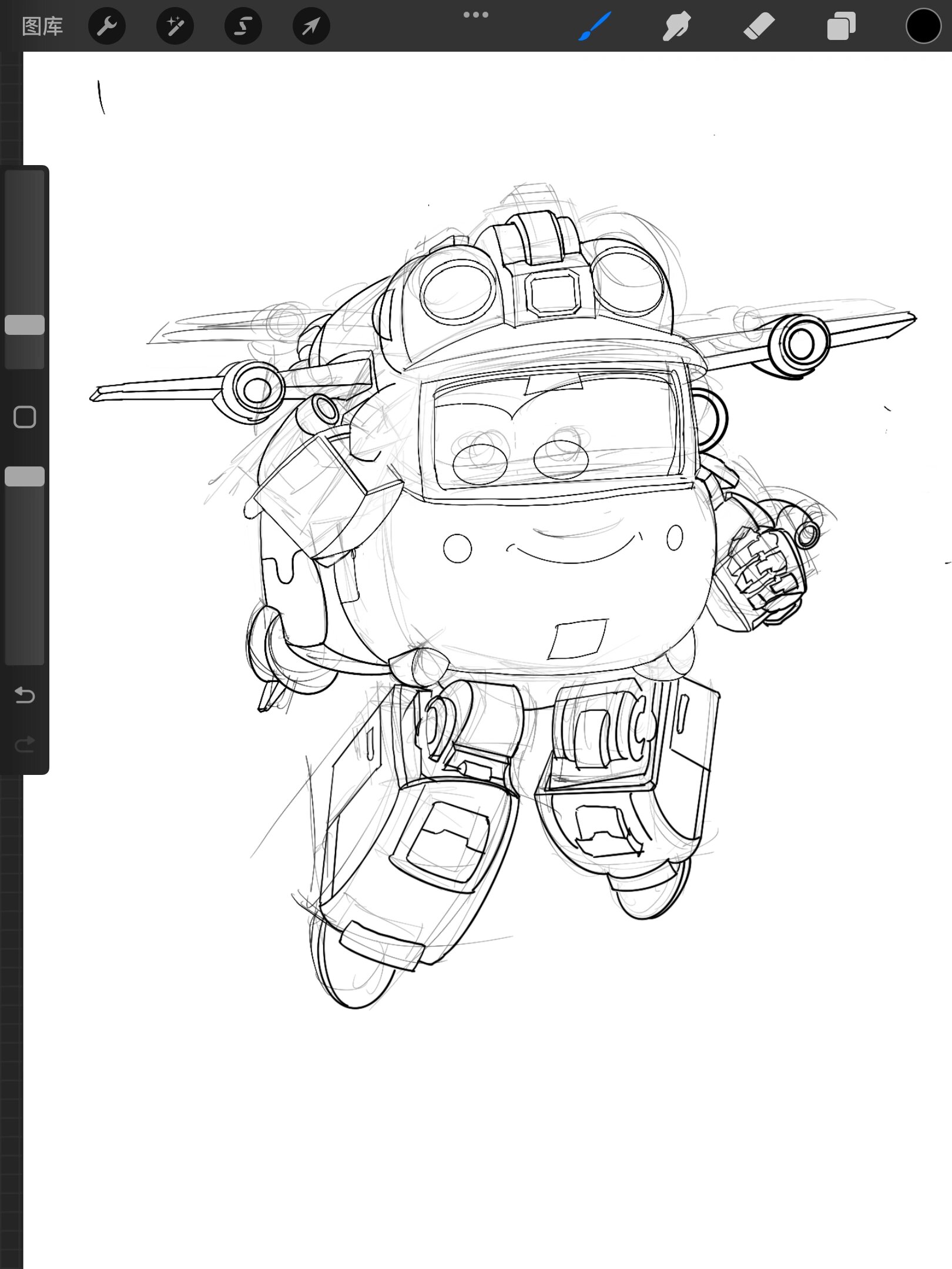 procreate画超级飞侠第三弹 俩图层,起稿和定线填色,速度还是起不来