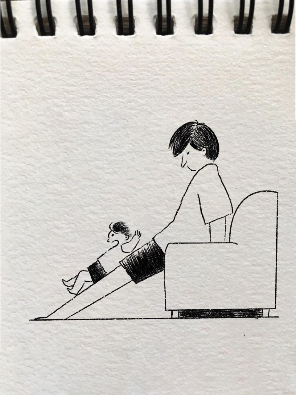 简笔画教程-小时候和爸爸玩的游戏 简笔画教程 | 手绘插画素材分享