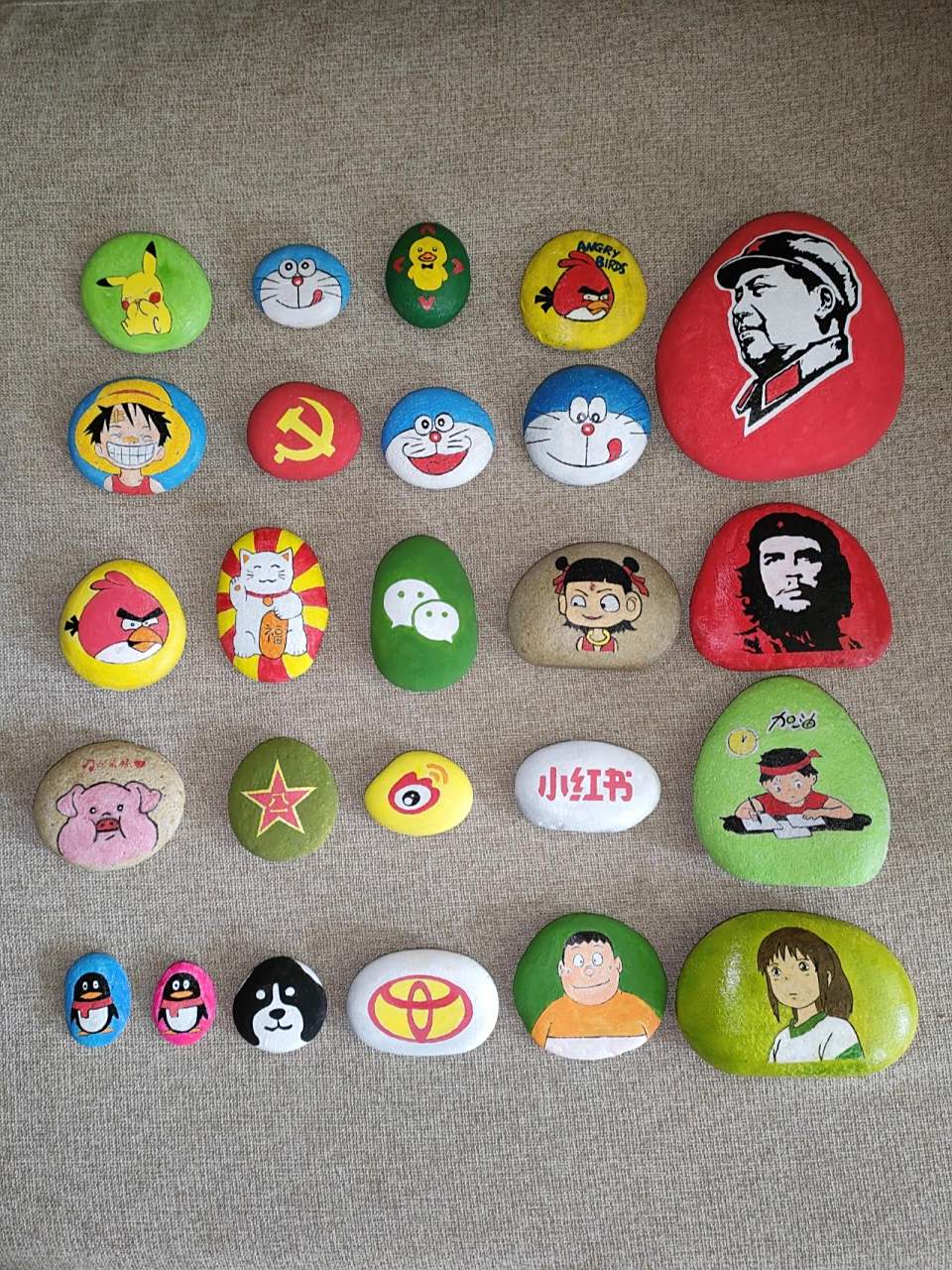 手绘石头画日常练习 石头画作品欣赏