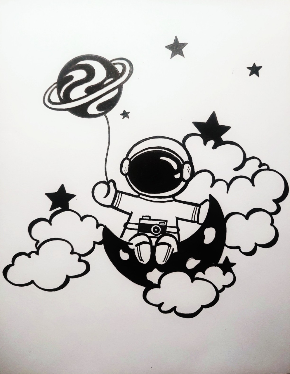 基础简笔画可爱宇航员【内附过程图】 我乘坐着宇宙飞船,漫无目的漂泊