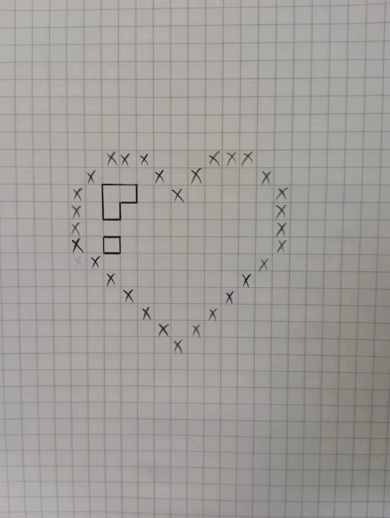 方格子画心形