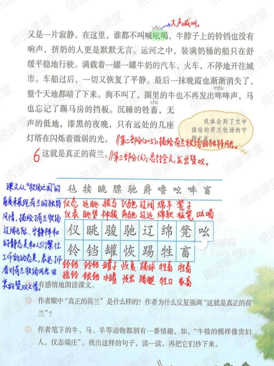 五年级下册|部编版语文|第19课牧场之国|预习笔记