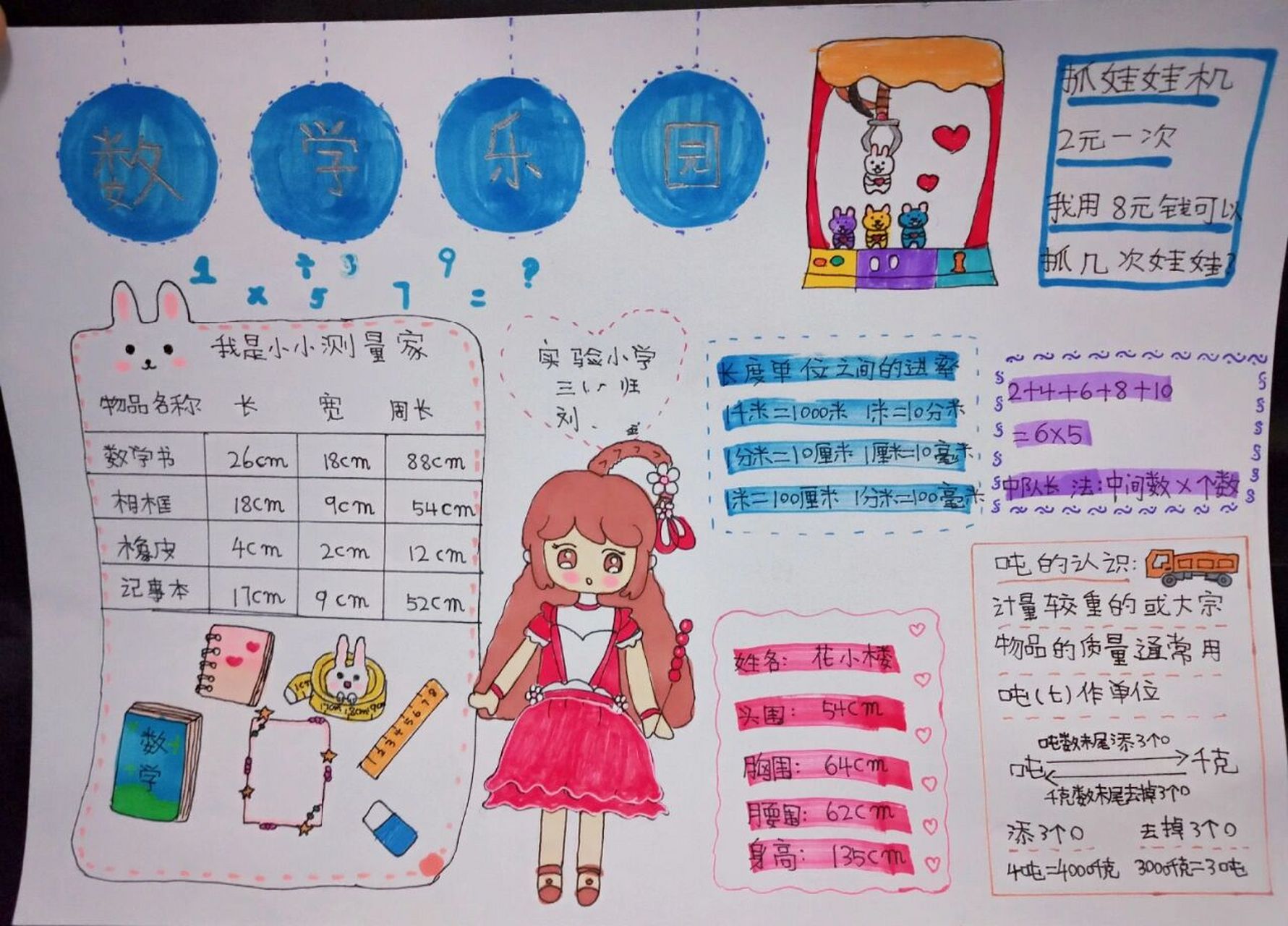 三年级数学手抄报 老师给布置哒实践作业,我闺女格外喜欢这类作业