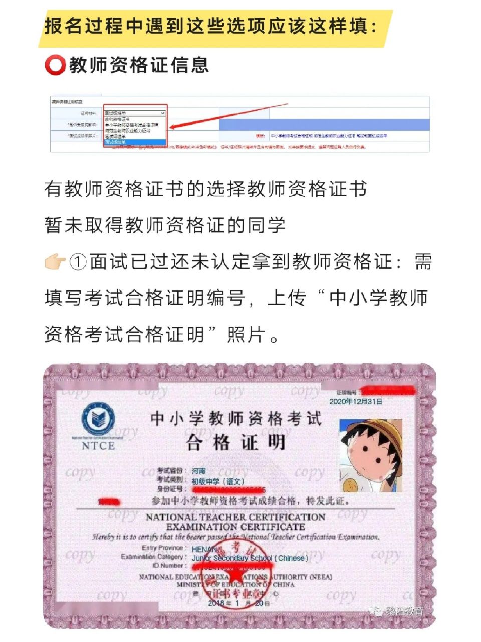 河南应往届毕业生特岗报名填写问题 这样处理 8715教师资格证信息