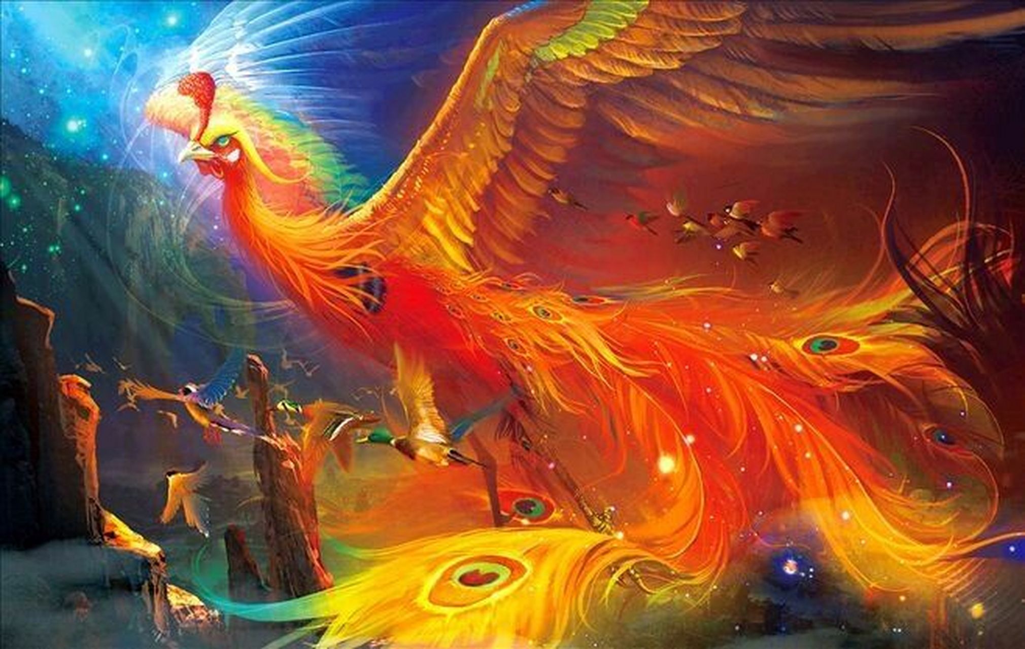 山海经 朱雀 朱雀 朱雀又称玄鸟,是象征火的圣兽,因为一身赤红得名