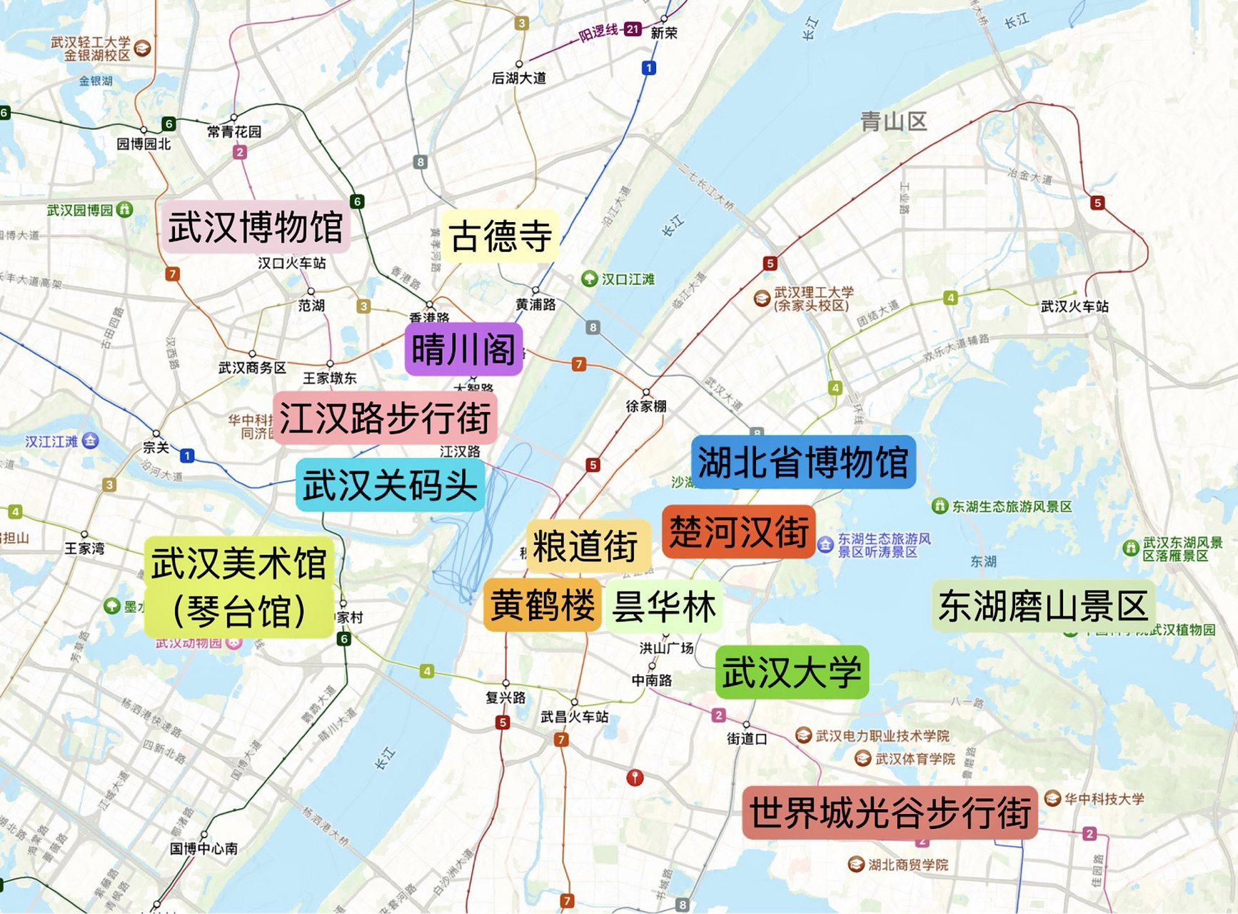 武汉去了两次都没逛遍(含景点地图) 18年的时候第一次去武汉,当时武汉