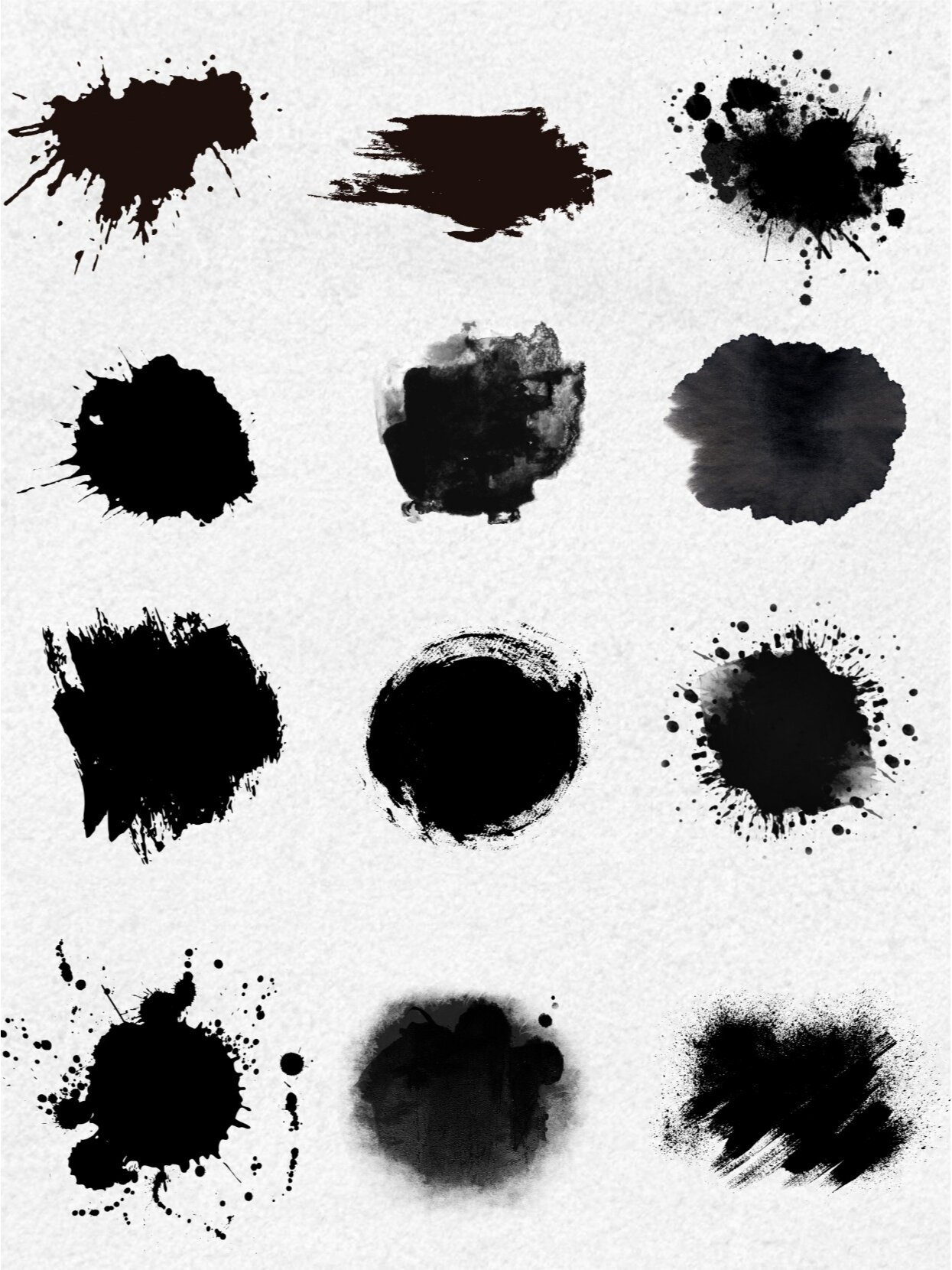 中国风|48组黑白水墨泼墨笔迹png免扣素材